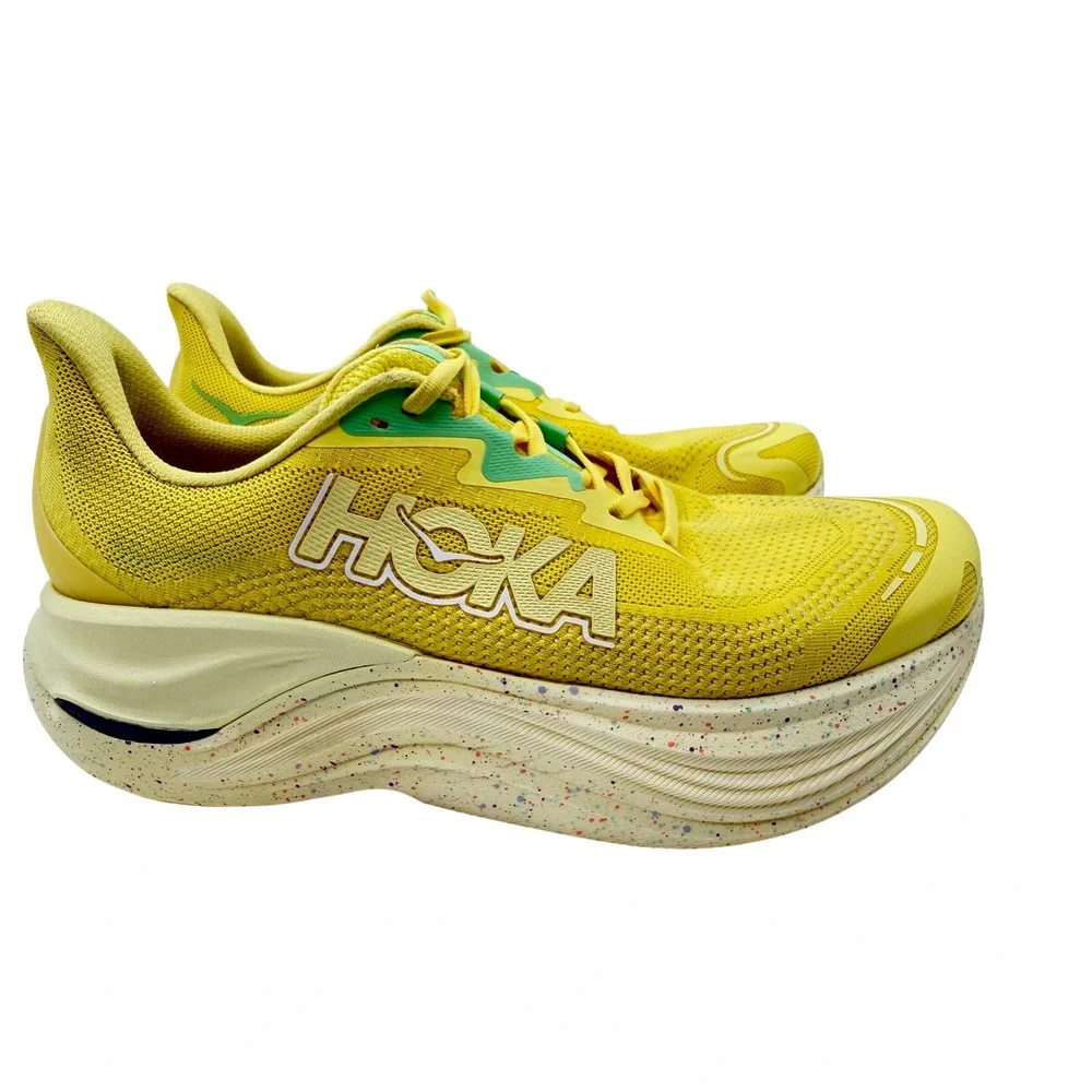 Hoka Skyward X Running Shoes Mens 11.5 Yellow Speckled Carbon Plate Sneaker